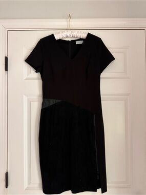 Christina Michaels mixed material Black Short-Sleeve Mini Dress Size 8